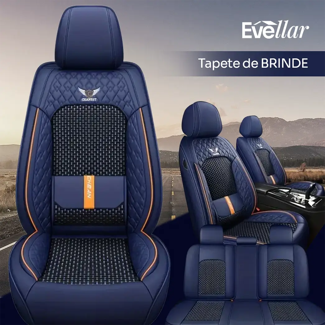 (SÓ HOJE🔥) Kit Capa Banco de Carro Completo em Couro Legítimo Italian + BRINDE: Kit Tapete Completo