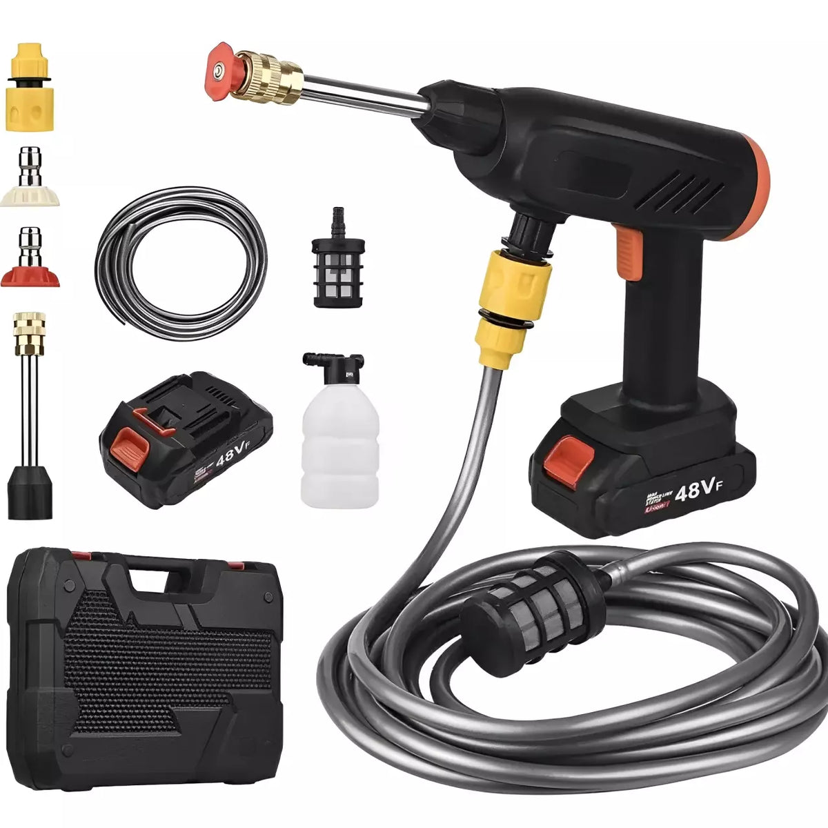 LAVADORA PORTÁTIL DE ALTA PRESSÃO Mangueira de 5m + Bateria Recarregável