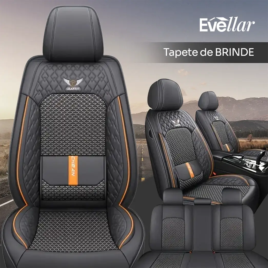 (SÓ HOJE🔥) Kit Capa Banco de Carro Completo em Couro Legítimo Italian + BRINDE: Kit Tapete Completo